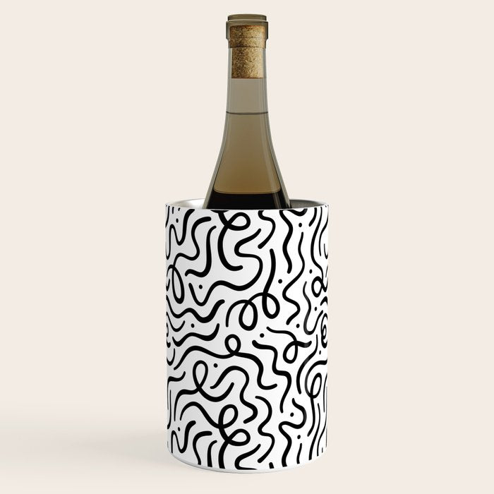 Fun black line doodle art pattern Wine Chiller Gallery Image 2
