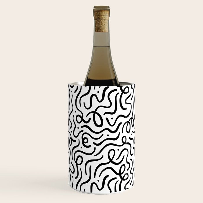 Fun black line doodle art pattern Wine Chiller Gallery Image 1