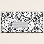 Fun black line doodle art pattern Desk Mat Gallery Image 1