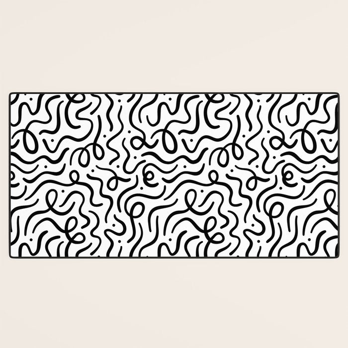 Fun black line doodle art pattern Desk Mat Gallery Image 3