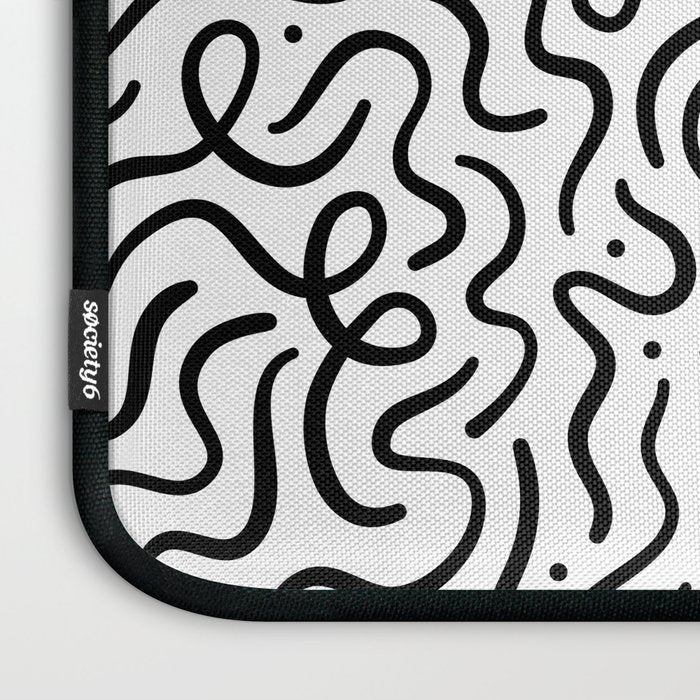 Fun black line doodle art pattern Laptop Sleeve Gallery Image 3