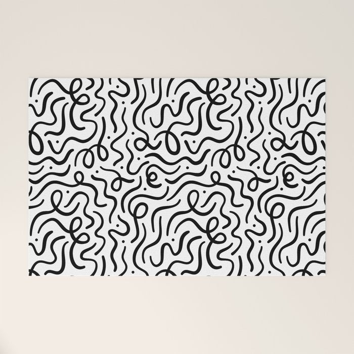Fun black line doodle art pattern Welcome Mat Gallery Image 1