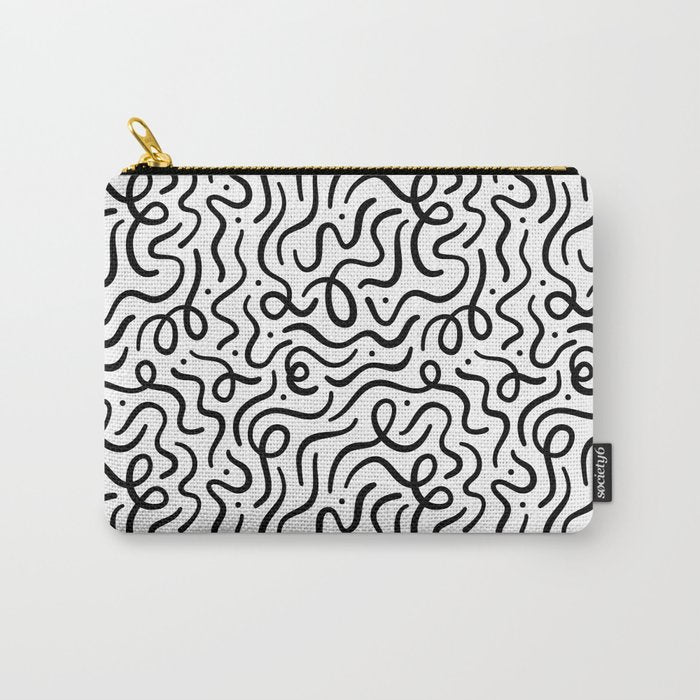Fun black line doodle art pattern Carry All Pouch Gallery Image 1