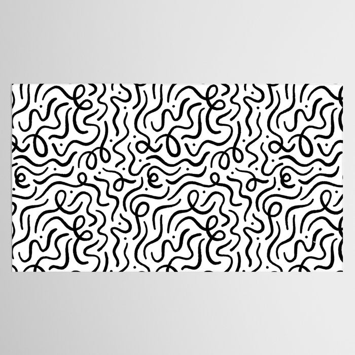Fun black line doodle art pattern Tablecloth Gallery Image 2