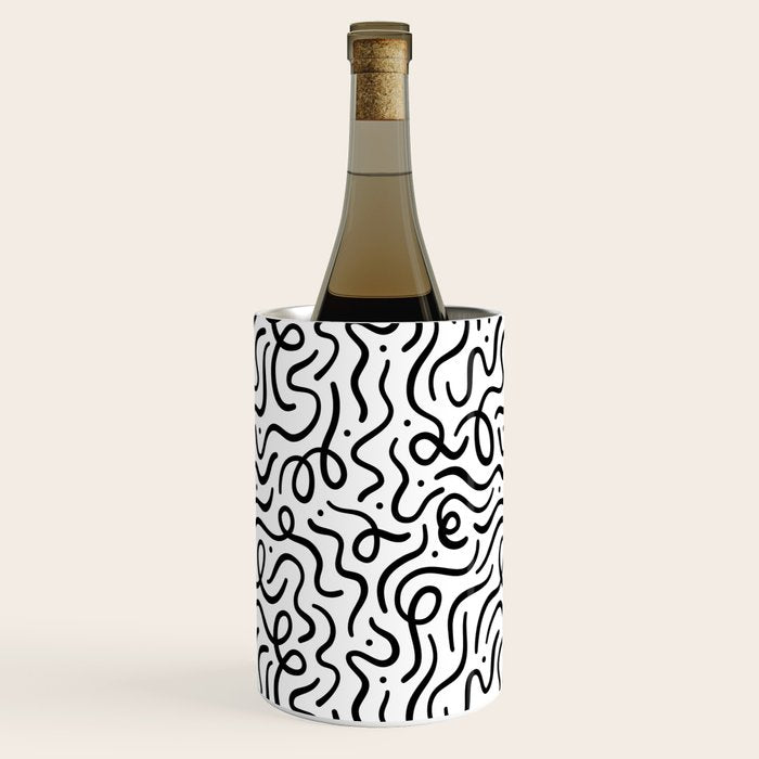 Fun black line doodle art pattern Wine Chiller Gallery Image 3
