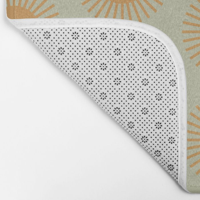Boho Summer Sun Pattern VIII Sage and Orange Bath Mat Gallery Image 2