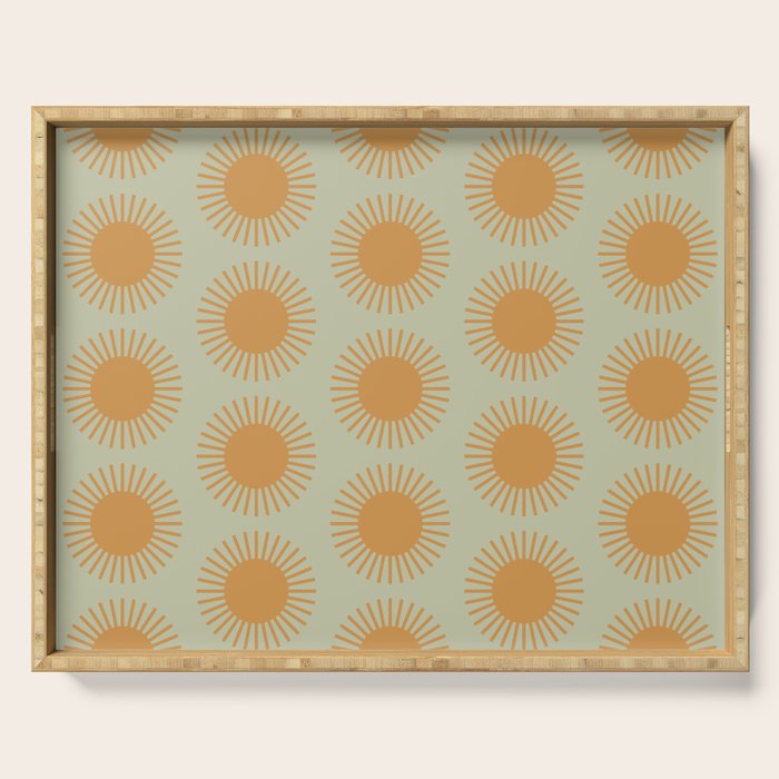 Boho Summer Sun Pattern VIII Sage and Orange Serving Tray Gallery Image 1