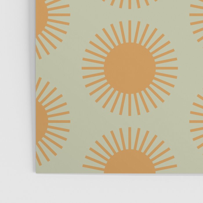 Boho Summer Sun Pattern VIII Sage and Orange Poster Gallery Image 3
