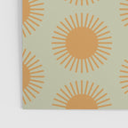 Boho Summer Sun Pattern VIII Sage and Orange Poster Gallery Image 3