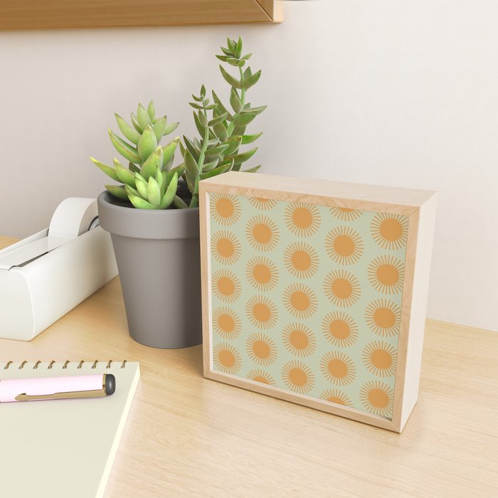 Boho Summer Sun Pattern VIII Sage and Orange Mini Art Print Gallery Image 2