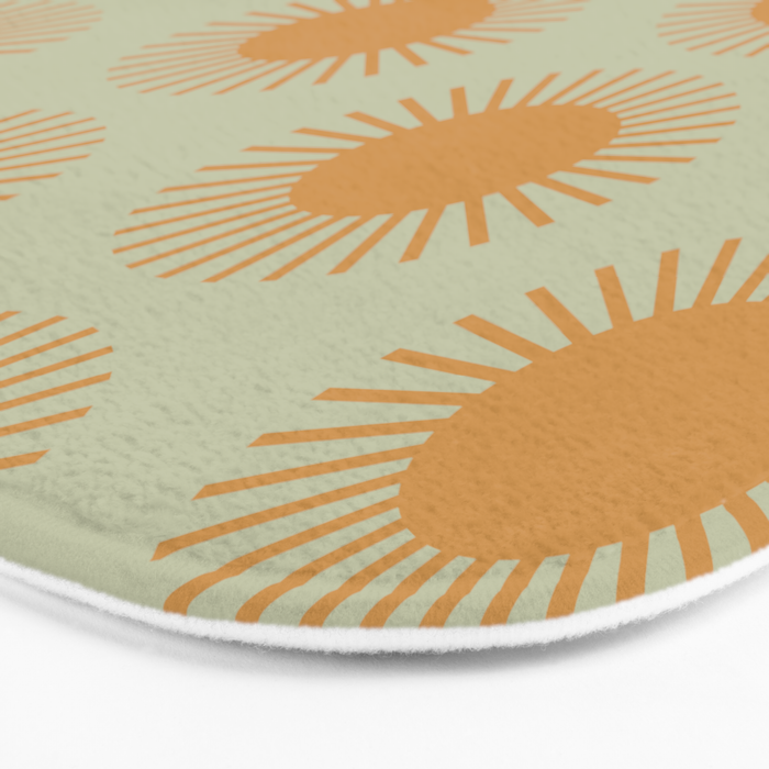 Boho Summer Sun Pattern VIII Sage and Orange Bath Mat Gallery Image 3