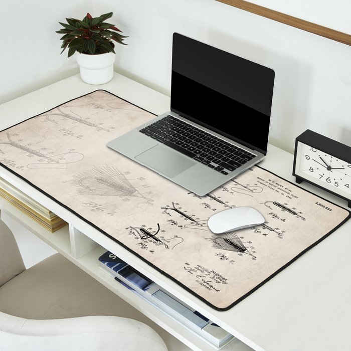 Fly Fishing Patent - Fisherman Art - Antique Desk Mat Gallery Image 2