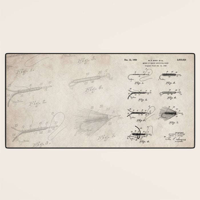 Fly Fishing Patent - Fisherman Art - Antique Desk Mat Gallery Image 3