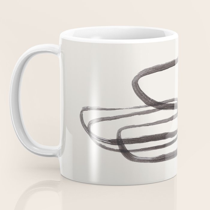 Nesting Ovals Mid Century Modern Minimalist Black Ink Painting Funky Tribal Coffee Mug Gallery Image 3