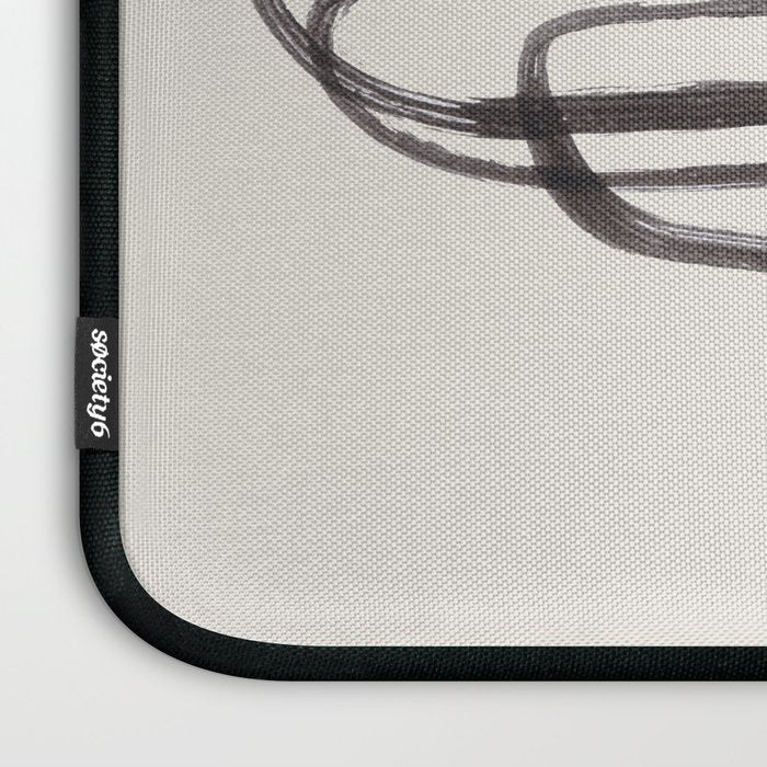 Nesting Ovals Mid Century Modern Minimalist Black Ink Painting Funky Tribal Laptop Sleeve Gallery Image 3