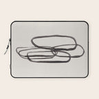 Nesting Ovals Mid Century Modern Minimalist Black Ink Painting Funky Tribal Laptop Sleeve Gallery Image 1