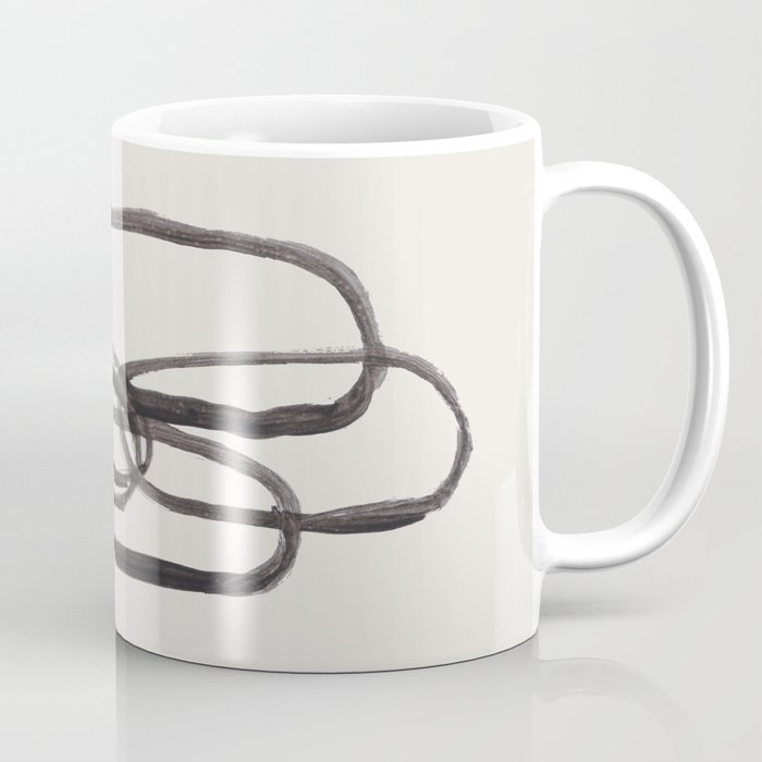Nesting Ovals Mid Century Modern Minimalist Black Ink Painting Funky Tribal Coffee Mug Gallery Image 1