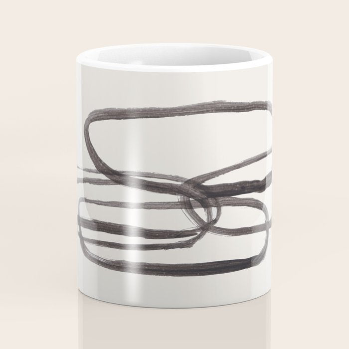 Nesting Ovals Mid Century Modern Minimalist Black Ink Painting Funky Tribal Coffee Mug Gallery Image 4