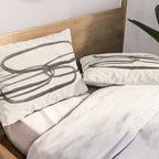 Nesting Ovals Mid Century Modern Minimalist Black Ink Painting Funky Tribal Pillow Sham Gallery Image 2