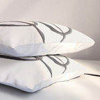 Nesting Ovals Mid Century Modern Minimalist Black Ink Painting Funky Tribal Pillow Sham Gallery Image 3