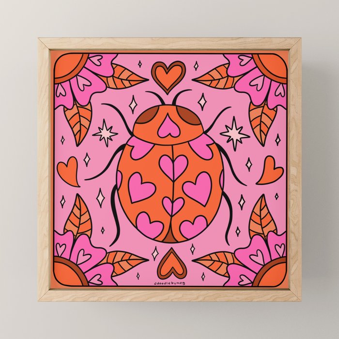 Valentine Lady Bug Mini Art Print Gallery Image 1