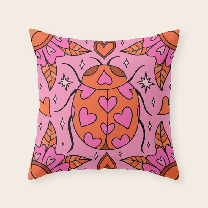 Valentine Lady Bug Throw Pillow Gallery Image 6