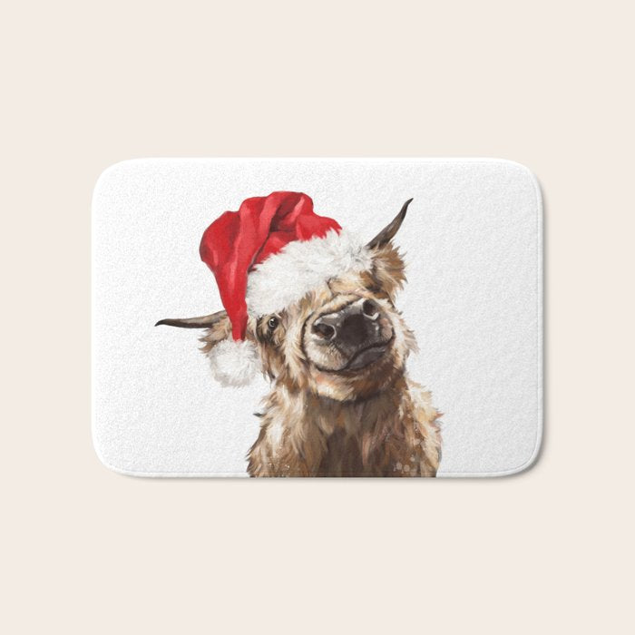 Christmas Highland Cow Bath Mat Gallery Image 1