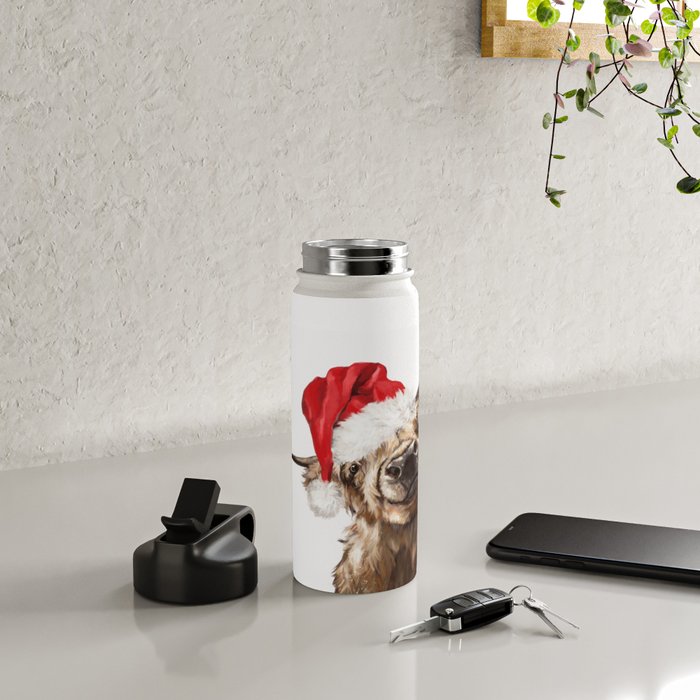 Christmas Highland Cow Water Bottle Gallery Image 5