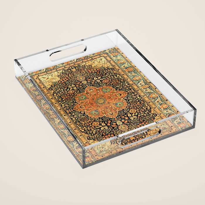 Mohtashem Kashan Vintage Persian Rug Print Acrylic Tray Gallery Image 1