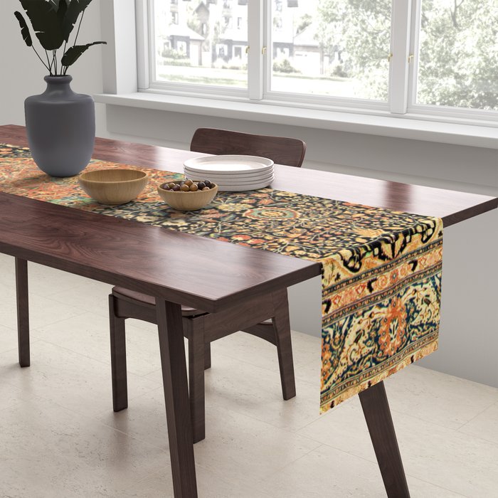 Mohtashem Kashan Vintage Persian Rug Print Table Runner Gallery Image 2