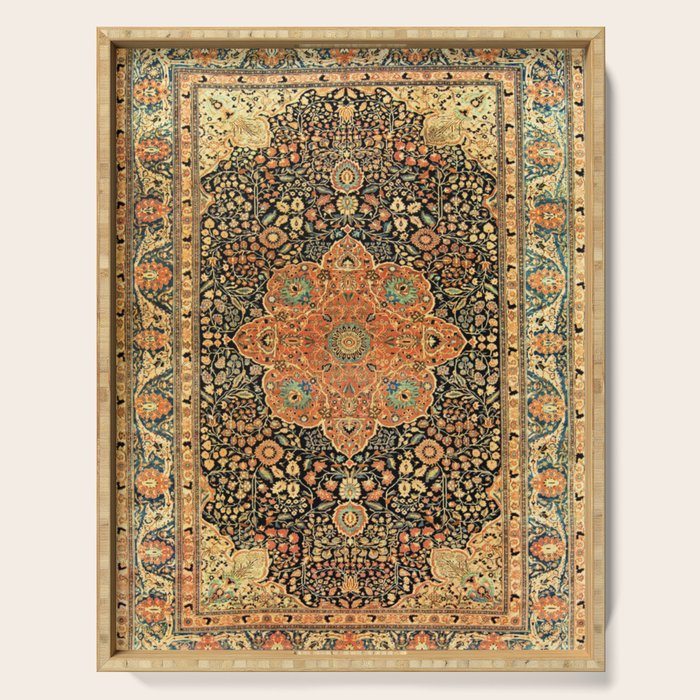 Mohtashem Kashan Vintage Persian Rug Print Serving Tray Gallery Image 1