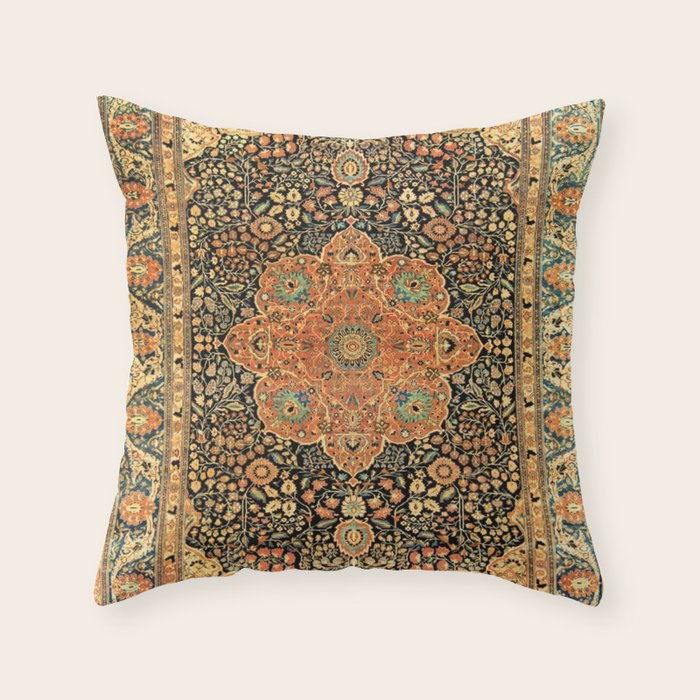 Mohtashem Kashan Vintage Persian Rug Print Throw Pillow Gallery Image 6