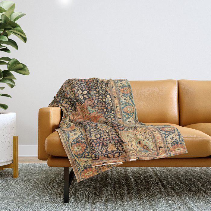 Mohtashem Kashan Vintage Persian Rug Print Throw Blanket Gallery Image 1