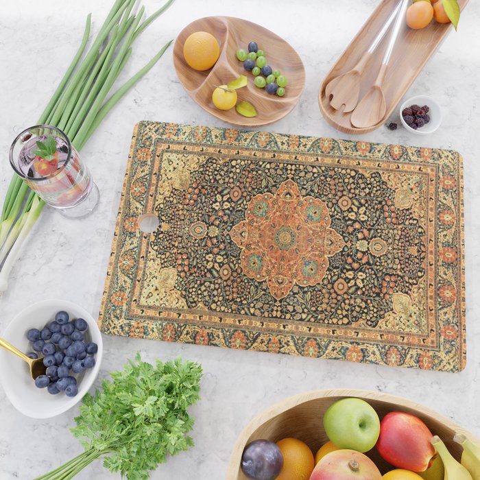 Mohtashem Kashan Vintage Persian Rug Print Cutting Board Gallery Image 2