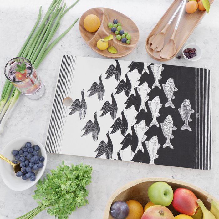 "Sky and Water I" by M.C. Escher Cutting Board Gallery Image 2