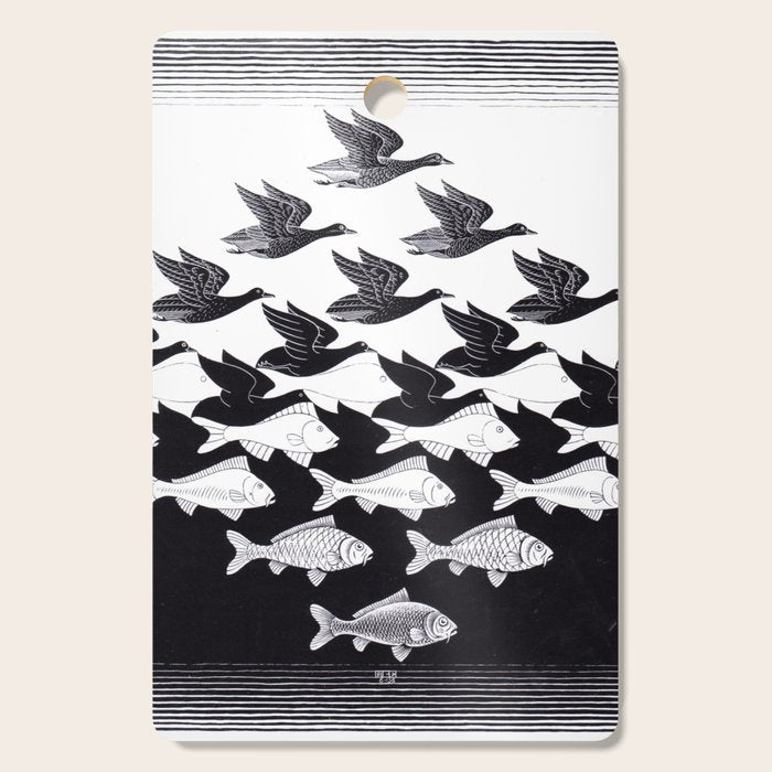 "Sky and Water I" by M.C. Escher Cutting Board Gallery Image 1