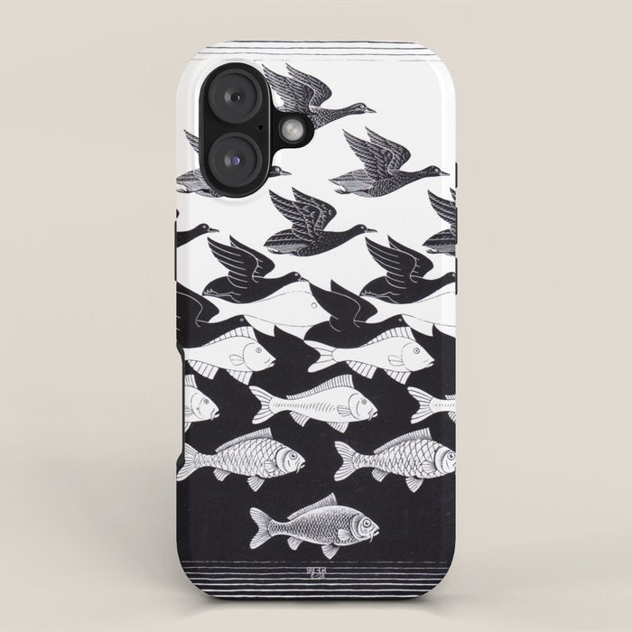 "Sky and Water I" by M.C. Escher iPhone Case Gallery Image 1