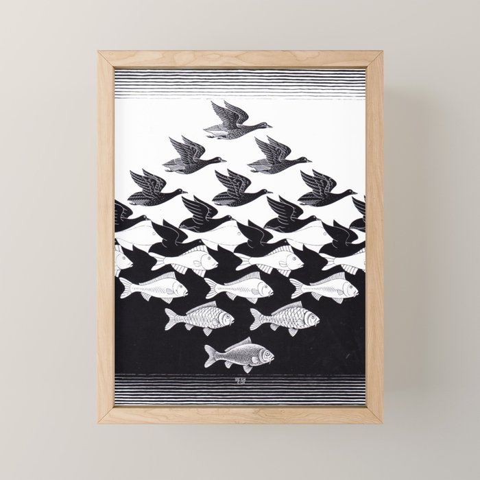 "Sky and Water I" by M.C. Escher Mini Art Print Gallery Image 1
