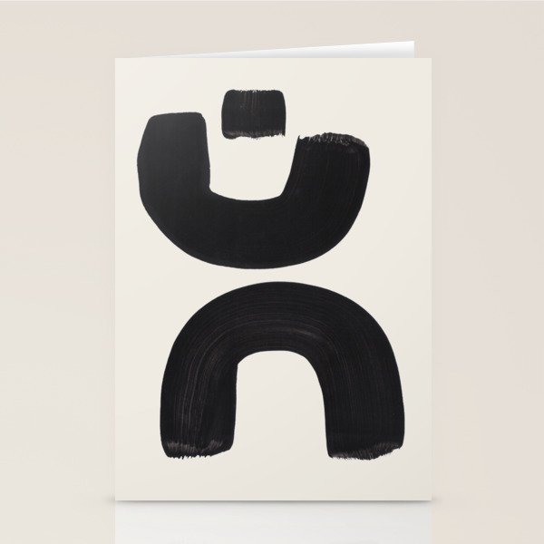 Mid Century Modern Minimalist Abstract Art Brush Strokes Black & White Ink Art Tribal Marking Stationery Card Gallery Image 1