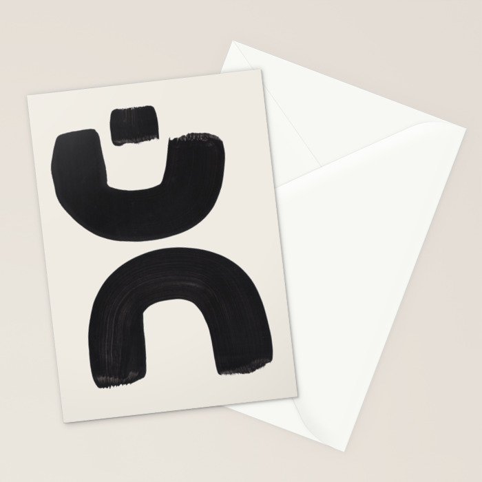 Mid Century Modern Minimalist Abstract Art Brush Strokes Black & White Ink Art Tribal Marking Stationery Card Gallery Image 2