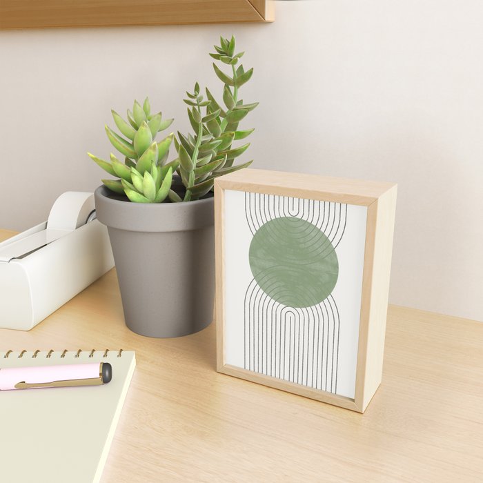 Mid century Green Moon Shape  Mini Art Print Gallery Image 2