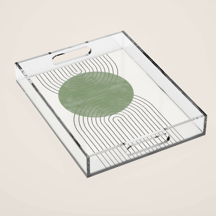 Mid century Green Moon Shape  Acrylic Tray Gallery Image 1
