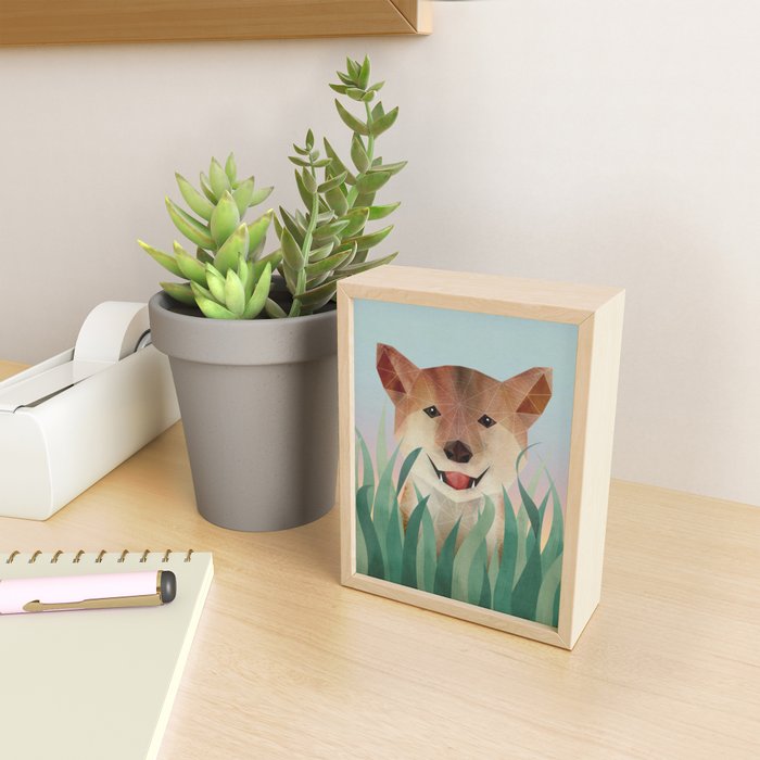 Happy Shiba in the Grass (Sunrise Dog) Mini Art Print Gallery Image 2