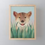 Happy Shiba in the Grass (Sunrise Dog) Mini Art Print Gallery Image 1