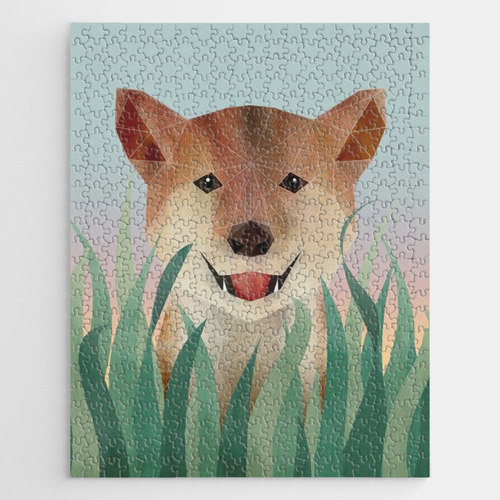 Happy Shiba in the Grass (Sunrise Dog) Jigsaw Puzzle Gallery Image 1