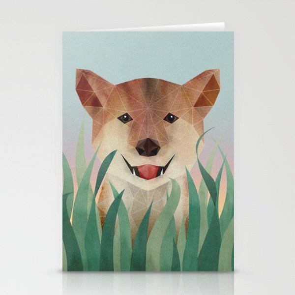Happy Shiba in the Grass (Sunrise Dog) Stationery Card Gallery Image 1