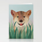 Happy Shiba in the Grass (Sunrise Dog) Stationery Card Gallery Image 2
