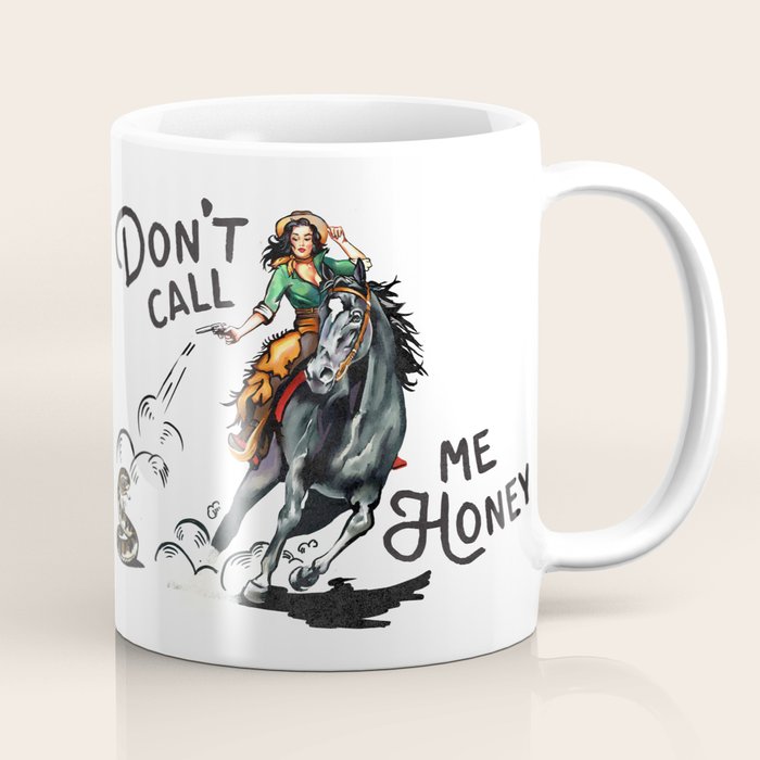 Don't Call Me Honey Retro Cowgirl On Horseback V.1 Coffee Mug Gallery Image 1