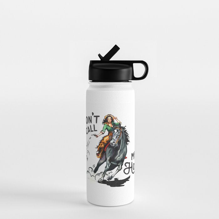 Don't Call Me Honey Retro Cowgirl On Horseback V.1 Water Bottle Gallery Image 1