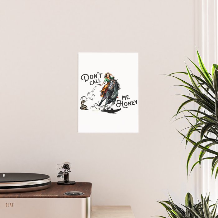 Don't Call Me Honey Retro Cowgirl On Horseback V.1 Poster Gallery Image 2